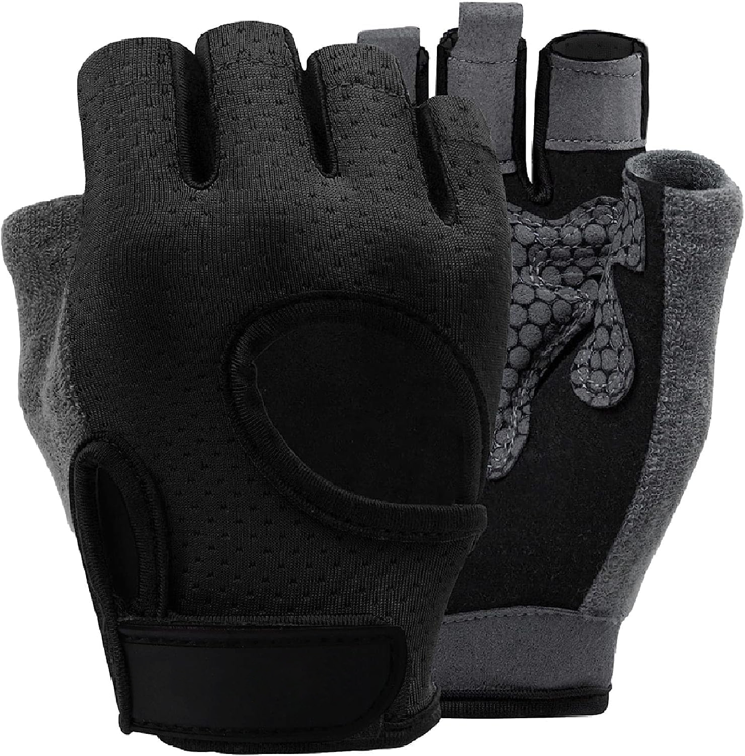 Fingerless Gym Exercise Gloves with Curved Open Back